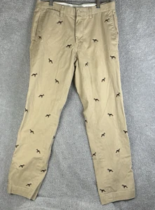 Polo Ralph Lauren Pantalone Uomo 32x32 (Effettivo 32x31) Cane Ricamato Chino Macchia - Foto 1 di 14