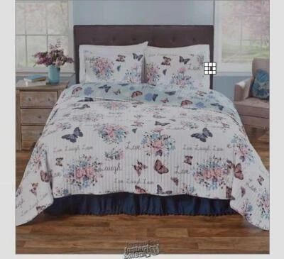 Cama Edredón Reversible Precioso Alas Blanco/Azul/Rosa King Poliéster Lavar a Máquina Foto 1 de 3