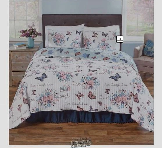 Красивые крылья двусторонний лоскутное одеяло кровать белый/синий/розовый король полиэстер машинная стирка - Изображение 1 из 3