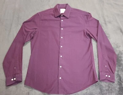 Camisa de vestir Ben Sherman para hombre púrpura a medida calce ajustado manga larga talla 15 1/2 34-35 Foto 1 de 4