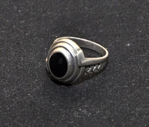 Anello donna Argento 925 onice nero anni 60/70 17/18 mm - Foto 1 di 7