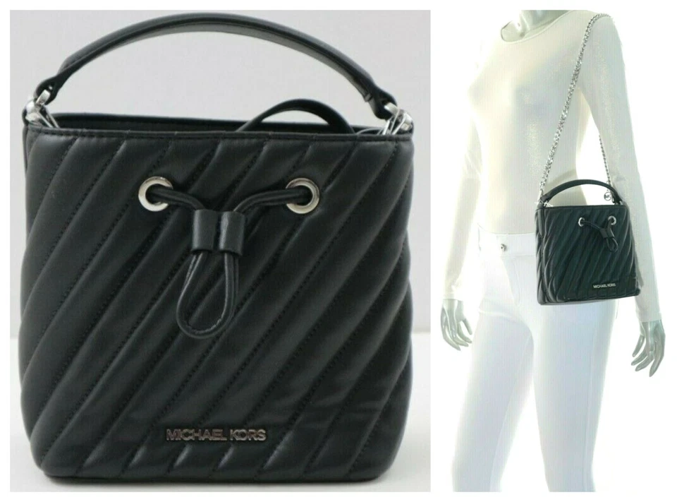 Michael Kors Small Suri 35T0SU2C0U Quilted Crossbody Bag in Black