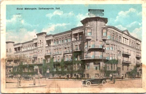 Hotel Metropole Indainaoplis Ind Classic Cars  Vintage Postcard - Picture 1 of 2