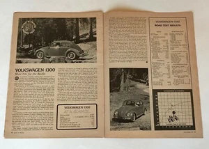 1965 Volkswagen 1300 Beetle Car VW Double Page Vintage Road & Track Mag Article - Picture 1 of 2