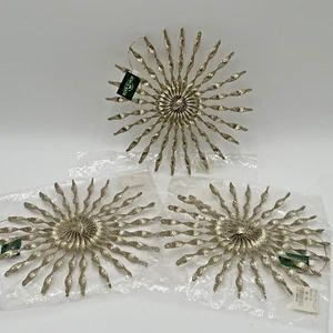 Set Of 3 Kurt S Adler Gold Metal Glitter Starburst Christmas Ornaments 8" NEW - Picture 1 of 7
