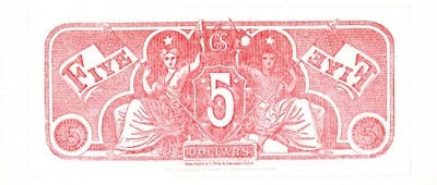 1957-58 $5 Confederate States of America Chemicograph, Straker & Sons - GEM Unc. - Image 1 of 3