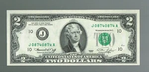 Fr. 1935-J $2 "REPEATER " 08740874.... 1976 Federal Reserve Note  grades  65/66 - Picture 1 of 2