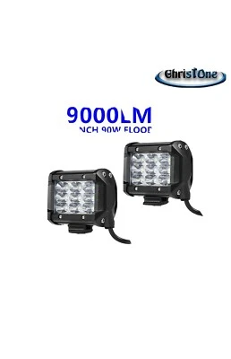 2 NEW Tri Row 4" 90W CREE LED Work Light Bar FLOOD OFFROAD ATV UTV SUV 4WD TRUCK - Image 1 of 4