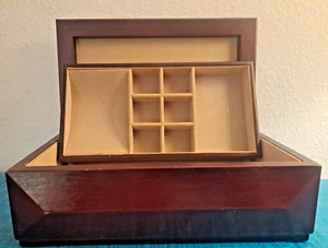 Jewelry Box, Dark Wood, Lined, 10.5" L x 5.78" W x 3.75" Tall - Picture 1 of 8