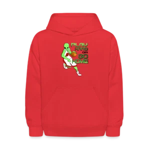 Alien Playing Basketball Game Space Traveling Hoops Kinder Hoodie - Bild 1 von 11