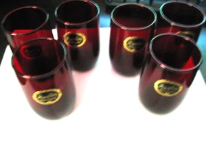 6 ANCHOR HOCKING ROYAL RUBY SMALL JUICE GLASSES 3 1/4" NEW W/STICKERS - Picture 1 of 3
