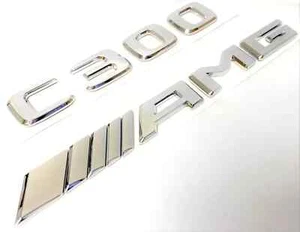 #2 C300 + AMG CHROME REPLACEMENT FOR MERCEDES REAR TRUNK EMBLEM BADGE DECAL LID - Picture 1 of 2