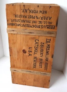 Primitive Wooden Mailing Crate Box Vintage Antique New York City & Catskill N.Y. - Picture 1 of 14