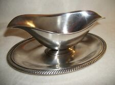 Silver Plated Gravy Boat Attached Under Plate Castleton International Silver CO.