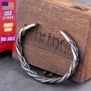 Stainless Steel Twisted Woven Bracelet Vintage Men's Cuff Unique Bangle Gift New - Picture 1 of 9