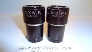AMERICAN OPTICAL AO PAIRED 15X WF #147 EYEPIECES **NICE CLEAN PAIR**(626-3) - Picture 1 of 7