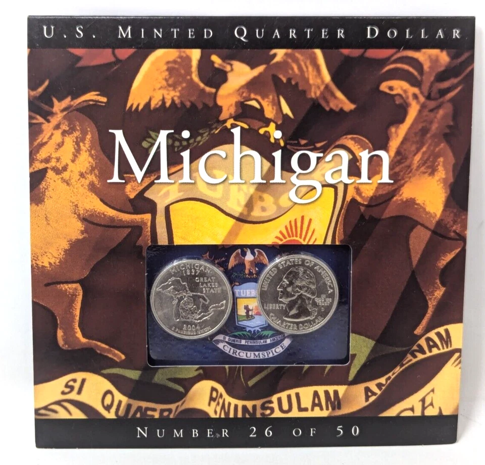 Vintage 2003 MPI Coin US Minted Michigan 50 State P & D Quarter Dollar Set - Image 1 of 3