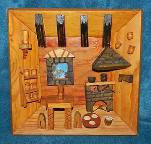 SCHÖNES ANTIKES/VINTAGE SAMMLERSTÜCK HOLZ DIORAMA! - Bild 1 von 5