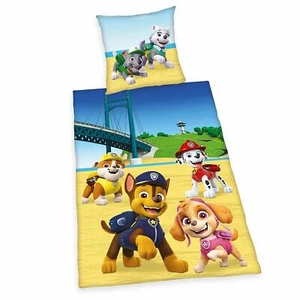 Paw Patrol Bettwäsche glatt Chase Rubble Marshall Strand Baumwolle 135 x 200 cm - Bild 1 von 1
