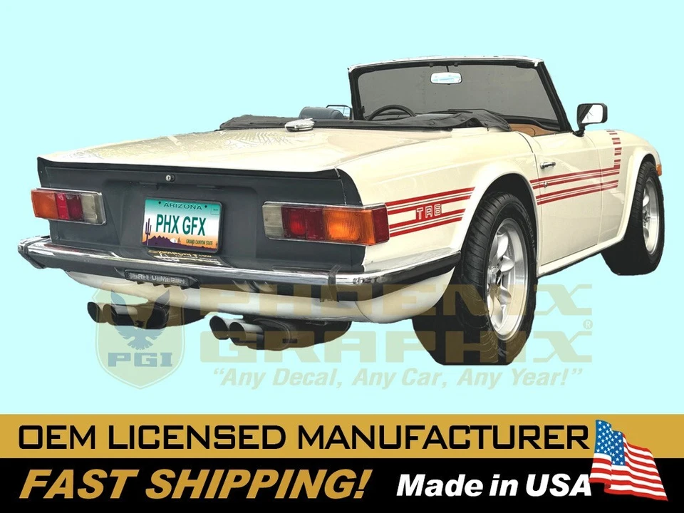 1976 1975 подходит 1974 1972 1971 1970 1969 Triumph TR6 полоски этикетка графический набор - Изображение 1 из 1