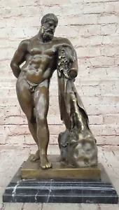 Estatua de Hércules Farnese de bronce hecha a mano firmada glicón mitología griega decoración arte - Imagen 1 de 10