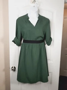 Vestido recto Elliot & Vine 1X verde manga larga cuello en V - Imagen 1 de 7