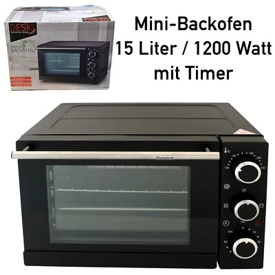 Deski Mini Backofen 15L Timer Oberhitze Unterhitze 1200W Ofen Backblech + Rost - Bild 1 von 4