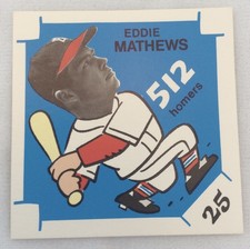 1980 Laughlin 300-400-500 Club Baseball Card #025-Eddie Matthews, 512 Homers