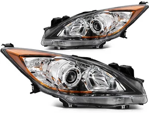 Headlight Assembly For 2010-2013 Mazda 3 (5-Speed) Chrome Housing w/ Amber Pair - Foto 1 di 9