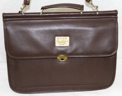 DKNY коричневый кожаный Porfolio сумка сумочка с короткими ручками портфель ноутбука наплечная сумка - Изображение 1 из 4