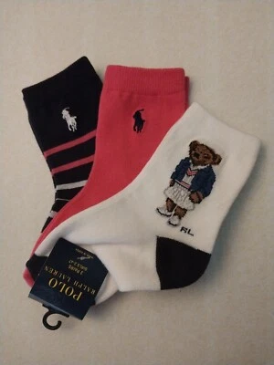 Girls Size 2-4T Polo Ralph Lauren Toddler POLO BEAR Crew Socks CHEERLEADER BEAR - Image 1 of 4