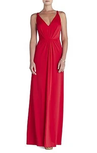 NEW BCBGMAXAZRIA RIO RED HALI V-NECK EVENING DRESS JYX6X926/L70A SIZE M - Picture 1 of 3
