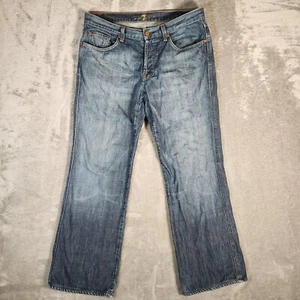 7 For All Mankind Jeans Uomo 35X30 (Tag 33) Blu Tasca "A" Bootcut 718682 - Foto 1 di 16