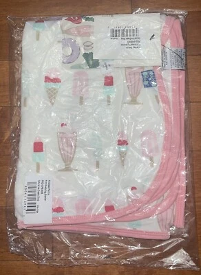 Kickee Pants Bamboo Girl Natural Ice Cream Shop Swaddling Blanket Swaddle New - Image 1 of 4