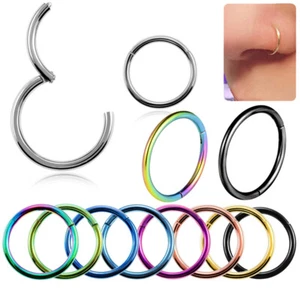 Stainless Steel Segment Hinged Clicker Ear Nose Body Ring Lip Hoop Piercing 1PC - Picture 1 of 10