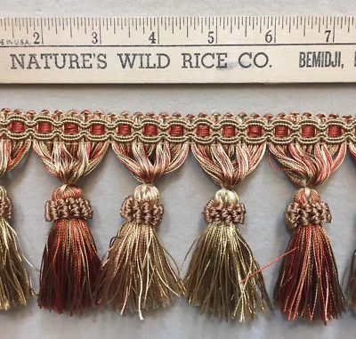 Borla Borla Tonos Dorado Rojo Naranja Oxidado Cobre 180" Largo Costura Artesanía Foto 1 de 2