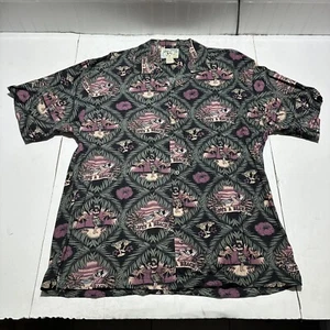 Vintage Big Dogs Hawaiian Shirt Mens Large Life’s A Beach Hula Tropical Art - Picture 1 of 8