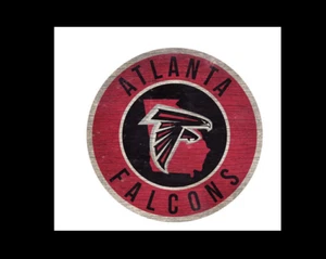 12" Round Atlanta Falcons Colored Wooden Team Wall Sign NFL Fan Cave Decor - Foto 1 di 1