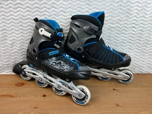 Kryptonic Rollerblades Adult Adjustable Size 8-9 Black Blue Skulls Print - Picture 1 of 21