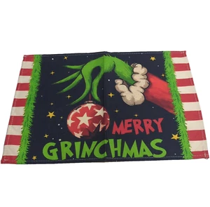 Merry Grinchmas Placemats Set of 4 12x18 Christmas Holiday Table Mats Green Red - Picture 1 of 4