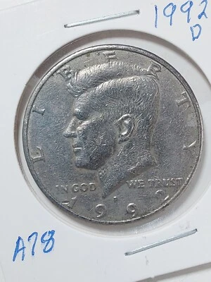 1992- D Kennedy Half Dollar   Error  Rough Texture - Image 1 of 2