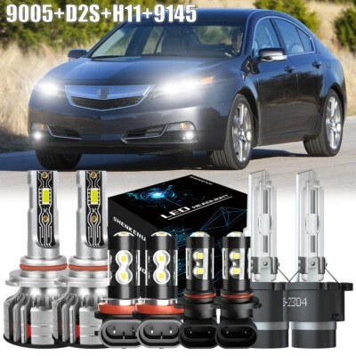 For Acura TL 2009-2014 - Front HID LED Headlights DRL Fog Light Bulbs Kit Oty 8 - Image 1 of 4