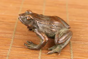 chinese bronze hand cast frog statue collect tea pet netsuke table decoration - Picture 1 of 7