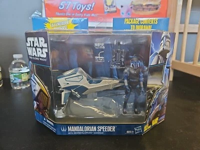 Hasbro Star Wars Clone Wars Mandalorian Speeder with Mandalorian Warrior 3.75" - Image 1 of 4