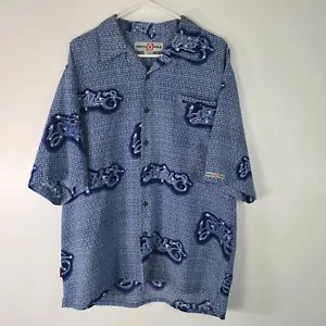 Southpole camicia uomo grande blu bianca manica corta casual 100% poliestere tasca - Foto 1 di 9