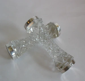 Pair cut GLASS Knife Rests with Sterling Silver Edges William Comyns & Son? - Picture 1 of 14