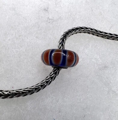 Trollbeads Universal Único Naranja/Azul Rayas Cuentas de Vidrio Foto 1 de 4