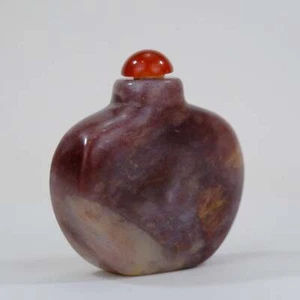 Vintage Chinese Natural Purple Stone Snuff Bottle w/ Stopper 2.5" - Picture 1 of 5