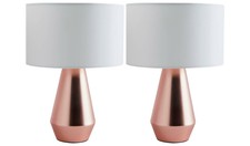 Pair Of Habitat Maya Touch Lamps Cream & Copper Lounge - Bedroom- Hallway 