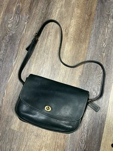 VTG COACH Shoulder Bag Green Crossbody Turn Lock Leather Purse Vintage 241 9790 - Picture 1 of 11
